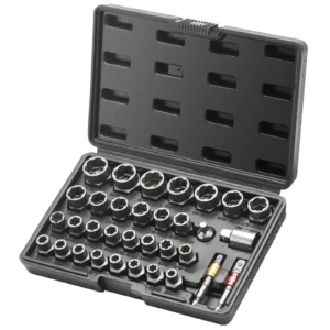 29PCs Bolt Extractor Set Bolt and Nut Remover Set 6mm to 10mm 13/32" to 3/4" CR-MO Steel Extraction Socket Set
