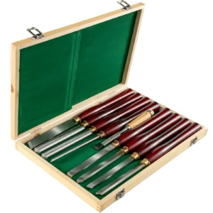 8PCS+1 Free HSS Lathe Chisel Set for Wood Turning Root Furniture Carving Knife 6.89" Blade 16.14" Chisel With Tool Box