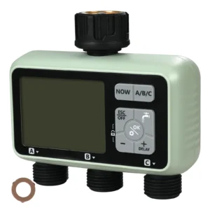 Water Timer 3 Outlets Hose 3 Independent Watering Zone LCD Display Rain Delay Mode Manual Mode Watering Sprinkler Timer