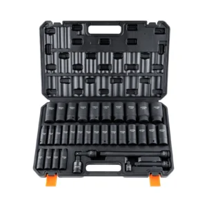 1/2" 3/8" Drive Impact Socket Set 23/33/34/48/65 PCs Deep Socket Set SAE Metric Cr-V Cr-Mo Alloy Steel for Auto Repair