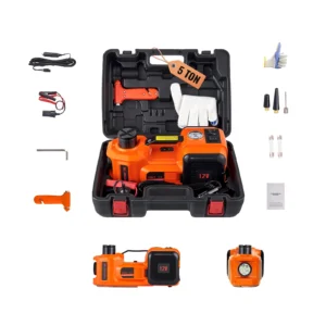 Electric Car Jack 5T Hydraulic Car Jack Portable Car Jack with Built-in Inflatable Pump and LED Light, Fit for SUV MPV
