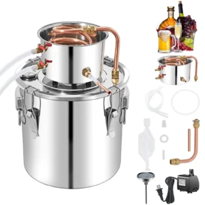 50L Alcohol Still Stainless Steel Water Alcohol Distiller with Condenser 13.2Gal Wine Making Boiler with Copper Tube