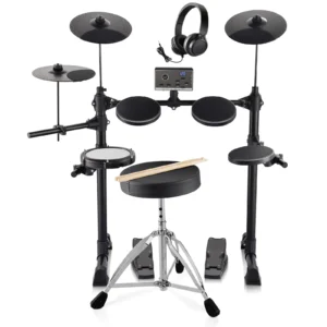 Electric Drum Set 15 Drum Kits& 150 Sounds Electronic Drum Kit 6.5-8in Quiet Mesh Snare Electric Drum Set for Beginners