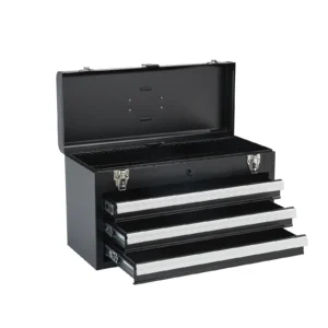 20in 3-Drawer Metal Tool Box Black/Red Tool Chest with EVA Liners Multifunction Tool Organizer for Garage & Workshop