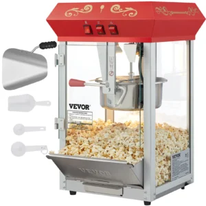 8/12Oz Electric Popcorn Maker Commercial Popper Machine Automatic Corn Cookware with Scoop Spoon 304 Heating Tube