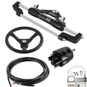 Hydraulic Boat Steering Kit 300HP Hydraulic Steering Kit Helm Pump/Cylinder/Wheel 18ft Hose Hydraulic Steering Seal Kit