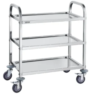 Stainless Steel Cart 3/2/1 Layers Lab Utility Cart Medical Cart w/ Lockable Universal Wheels for Clinic Kitchen Salon