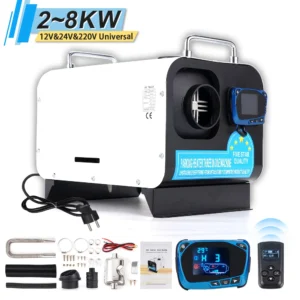 5/8KW Diesel Air Heater 12V/24V/220V Three-in-one White Horizontal Car Heater for Car Truck Boat RV Parking Diesel Heater