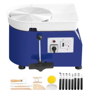 11in Pottery Wheel Ceramic Forming Machine Adjustable 60-300RPM Speed Handle Foot Pedal Control ABS Detachable Basin