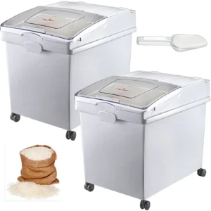 Dry Ingredient Storage Bin with Scoop Caster Reliable Dustproof Healthy Flour Soybeans for Restaurant Kitchen Home