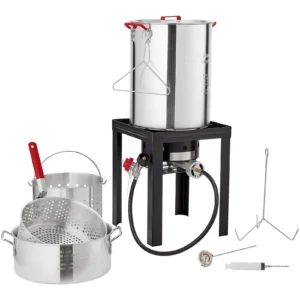 Gas One Turkey Fryer Propane Burner Complete Kit 30 Qt. Turkey and 10 Qt. Fish Fryer Boiler Steamer Set
